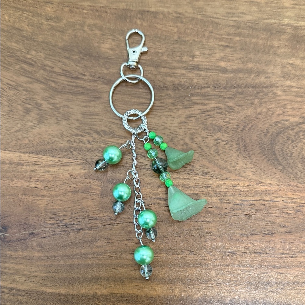 Green Beaded Keychain Accessory